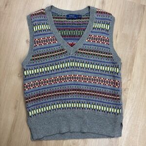 Polo Ralph Lauren Fair Isle Womens Silk Cashmere Cotton Blend Sweater Vest Small